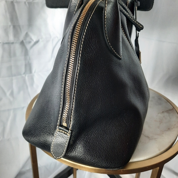 Dooney & Bourke Black Satchel Bag Domed Pebbled Leather Double Top Handle - Picture 4 of 16